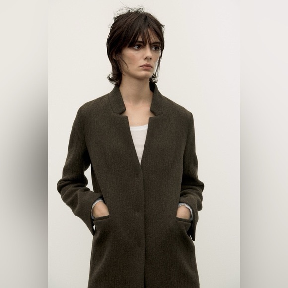 ZARA ~ WOMAN COLLECTION MINIMALIST MANTECO WOOL COAT - Picture 14 of 16